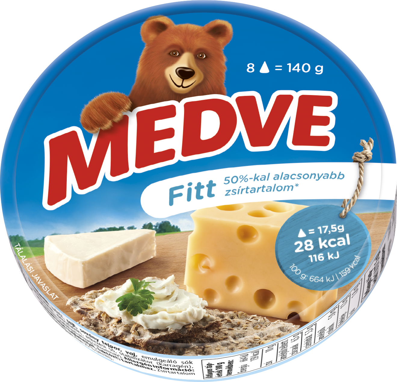 MEDVE FITT DOBOZOS 140G kenhető, félzsíros ömlesztett sajt